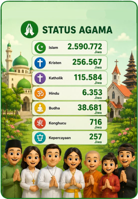 jumlah data Agama warga kota surabaya